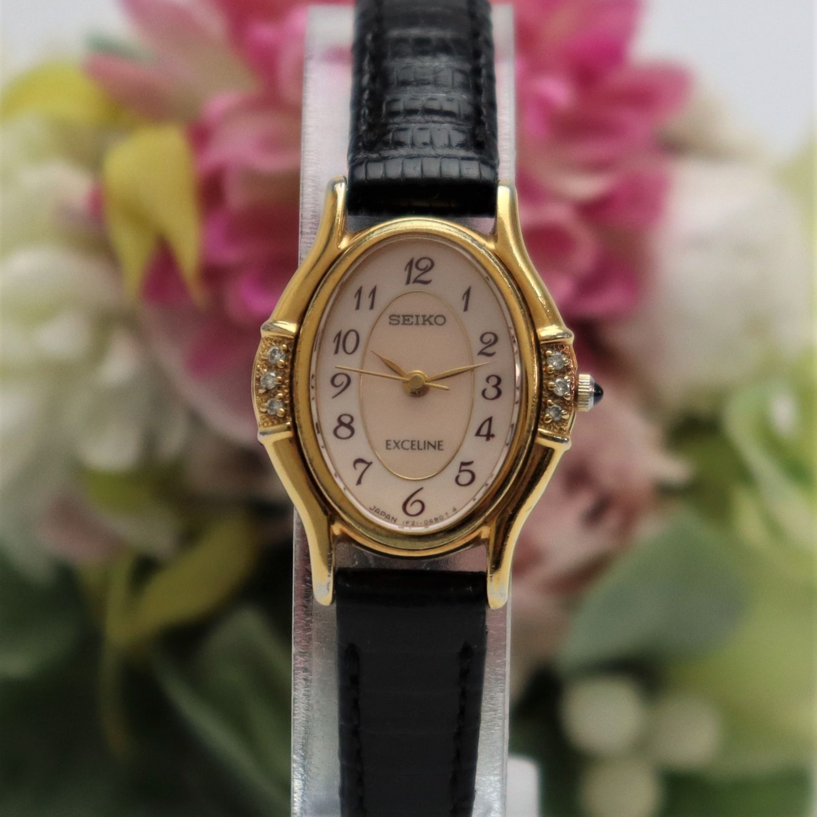 在庫最新作【稼動品】SEIKO 腕時計　エクセリーヌ　3針　チタン　ラウンド　シルバー 時計