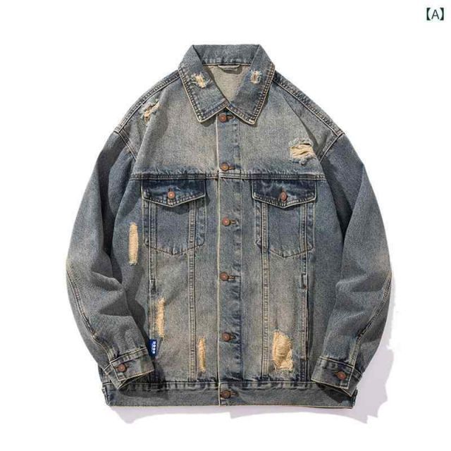 秋冬 コーデ メンズ 服 シンプル ファッション オシャレ 大人 かっこいい 大きいサイズ ストリート 紳士服 ストリート カジュアル ジャケット マルチ ポケット リップド デニム