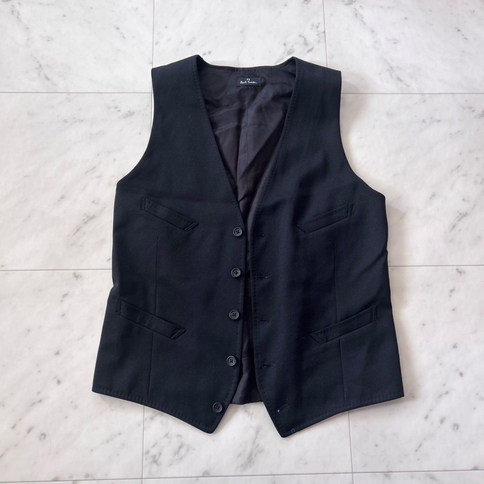 美品 Paul Smith ベスト 黒 Lサイズ ウール混 日本製 メンズ