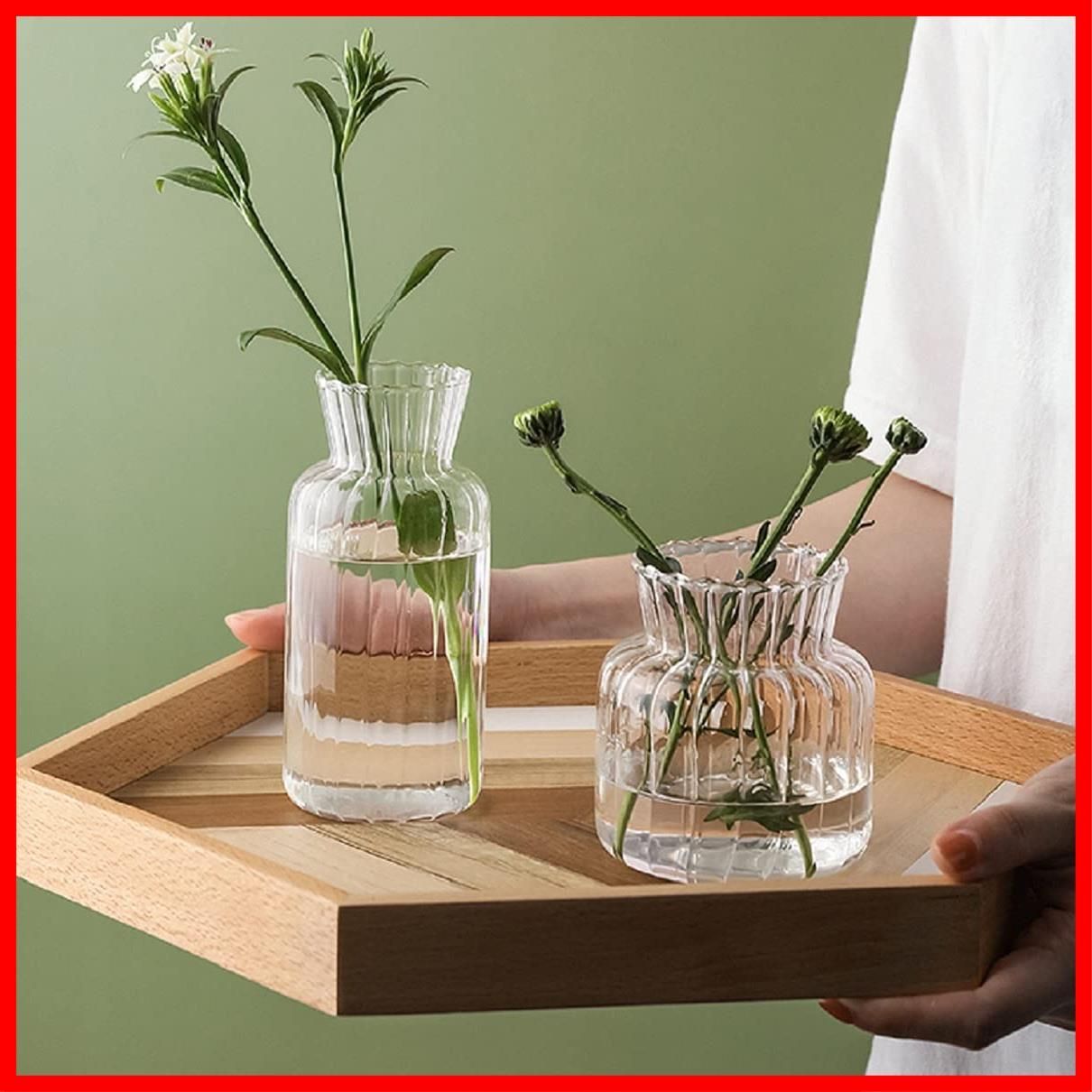 【色: グリーン セット（3つ入り）】花瓶花器 3つセット北欧 ガラス 小さな
