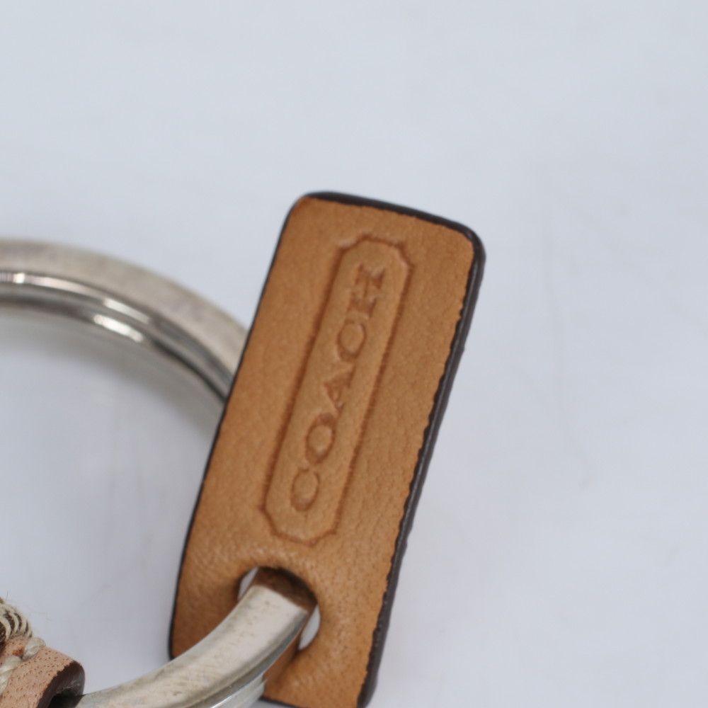 極美品 コーチ シグネチャー キャンバス レザー キーリング バッグ