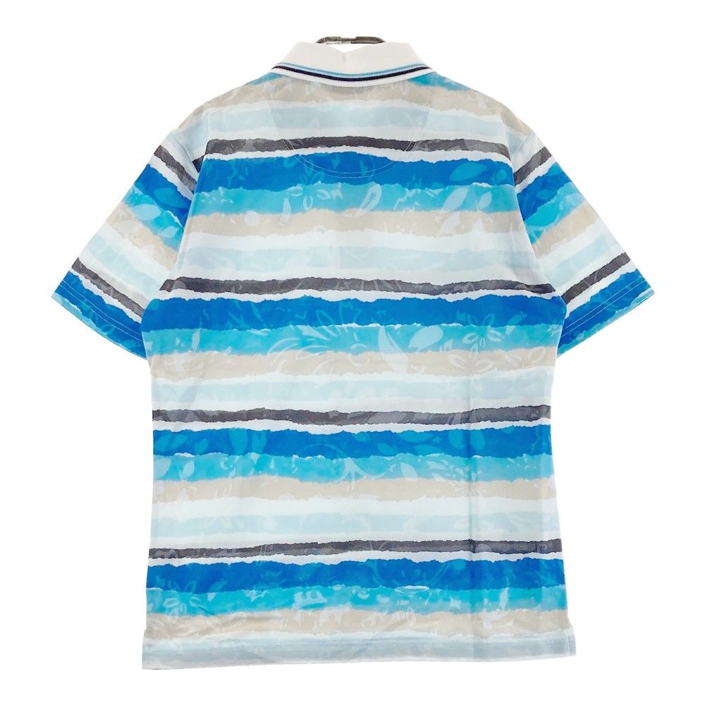 サイズ：L MUNSING WEAR マンシングウェア SG1582 半袖ポロシャツ ボーダー柄 ブルー系 [240101213152]# ゴルフウェア メンズ ストスト