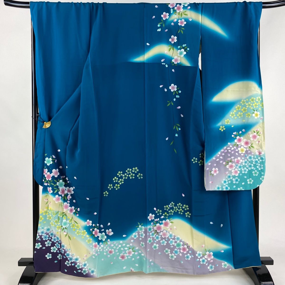 振袖 身丈162.5cm 裄丈71.5cm L 袷 桜 花びら 染め分け ぼかし