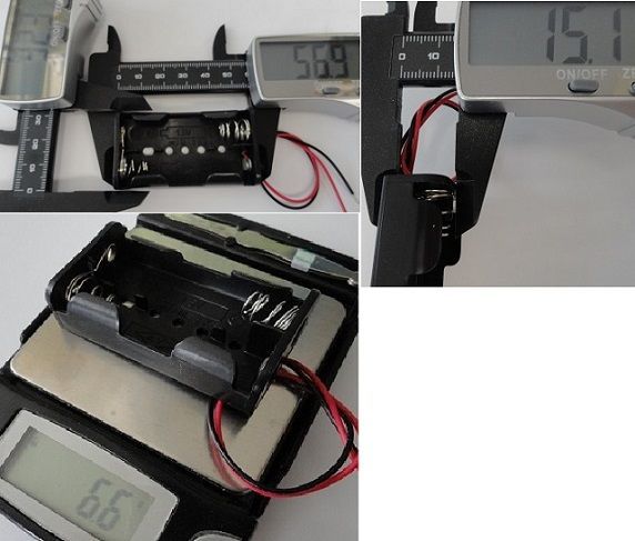 単三　2本　電池ボックス・電池ケース　約32.3×約56.9×高さ約15.1mm　コード付　1個入　＜bat-001＞