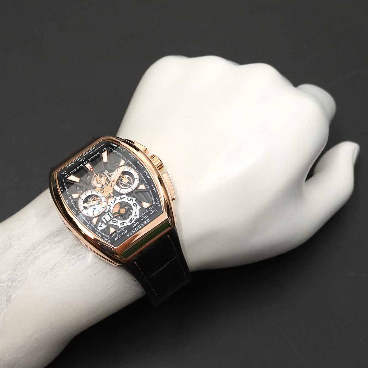 RANCK MULLER フランクミュラー ロングアイランド クロノグラフ 1200CCAT デイト スモールセコンド 白 ホワイト ギョーシェ  K18YG イエローゴールド 純正ベルト 純正尾錠 メンズ 自動巻き【6ヶ月保証】【中古】【腕時計】 フランクミュラー FRANCK MULLER  ヴァンガード ...