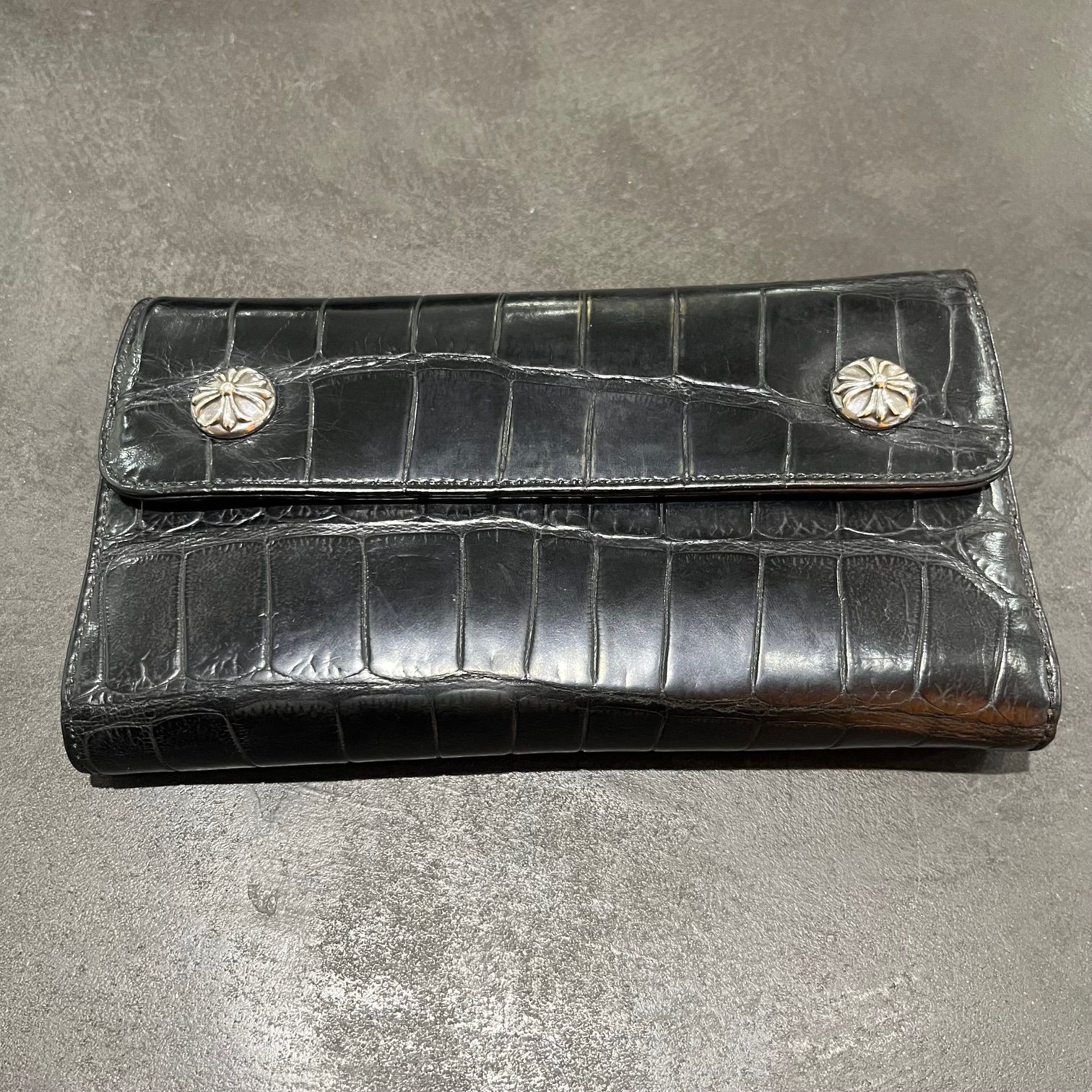 インヴォイス原本付き 国内正規 CHROME HEARTS Wave Cross Ball Wallet