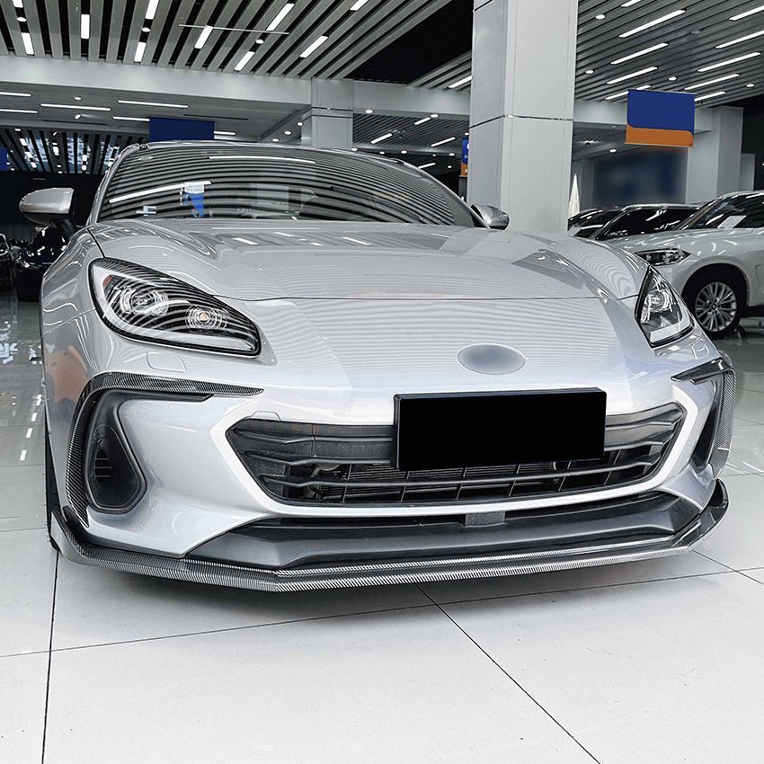 スバル BRZ 2021年モデル以降 フロントバンパーリップスポイラー フロントアルマ エアロパーツ ABS製 ピアノブラック - カーボン調仕上げ
