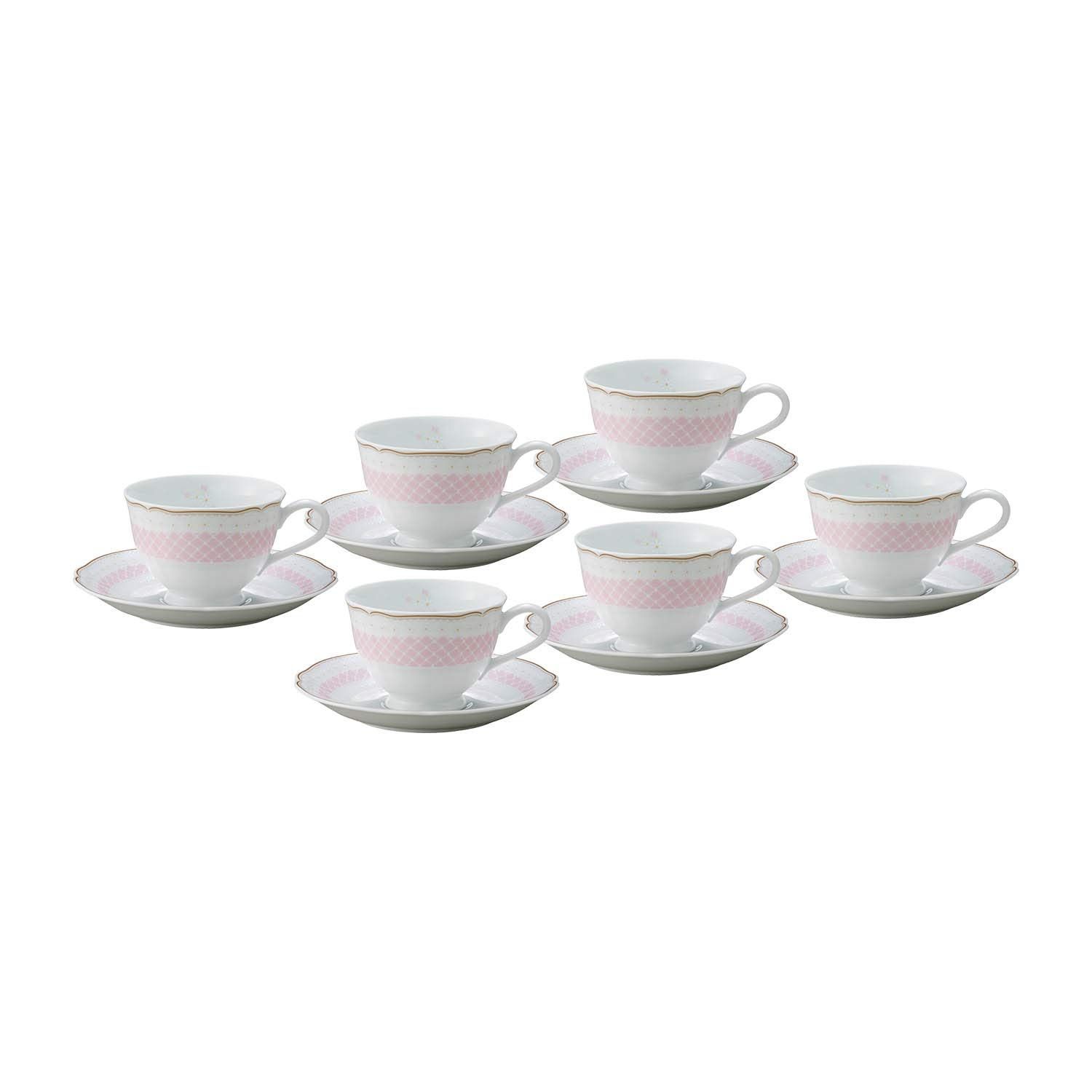 06 カップ-ソーサー 6客セット _02 ピンク Noritake ノリタケ カップ - ソーサー 6客セット コーヒー ティー 兼用 220cc デイジーベル 電子レンジ対応 ピンク ファインポーセレン N9587A|1705