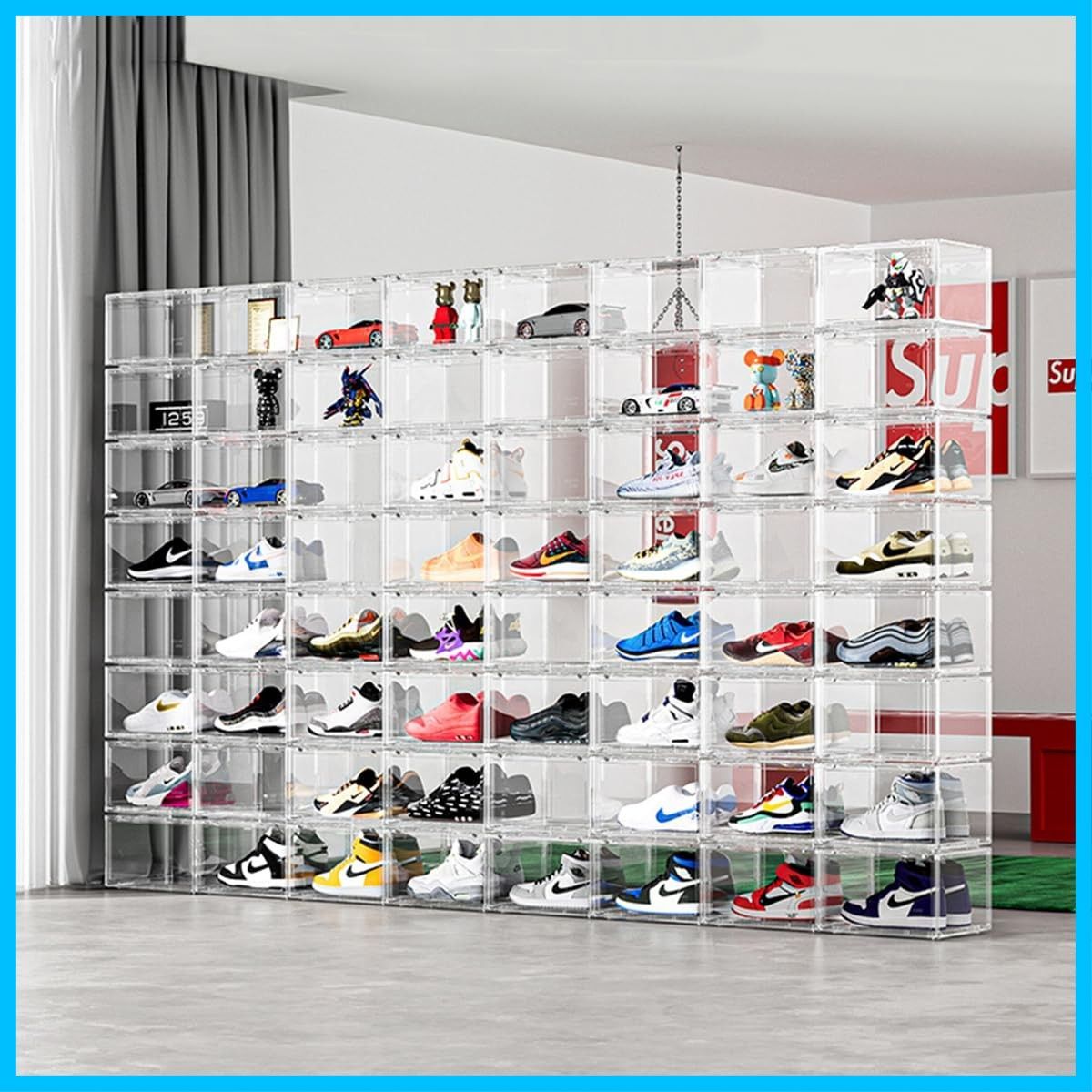 シューズ・靴高評価！スニーカーボックス シューズボックス スニーカー収納 靴箱 靴収納収納ボックス ディスプレーケース シューズコレクション フィギュアケース 省スペース 組み立て式 大容量 積み重ね可能 防塵 玄関収納 靴箱 小物 化粧品収納 靴収納 多用途 積み重ね可能 横型 子供靴 マジックテープ
