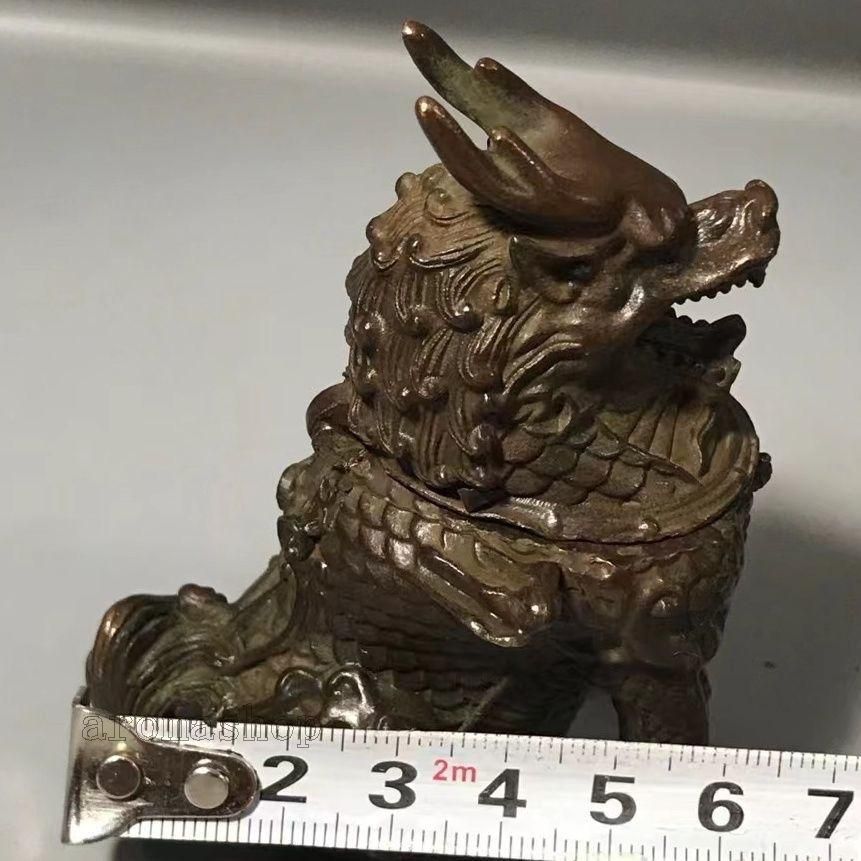 銅製 香炉 麒麟檀香薫香炉 茶道具 香道具 装飾品 工芸品 置物