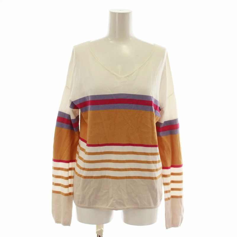 TOMORROWLAND - 新品タグ付き定価4万程！AVANTLOOK＊ボーダーフリンジニット　M トゥモローランド TOMORROWLAND ニット セーター 薄手 長袖 V