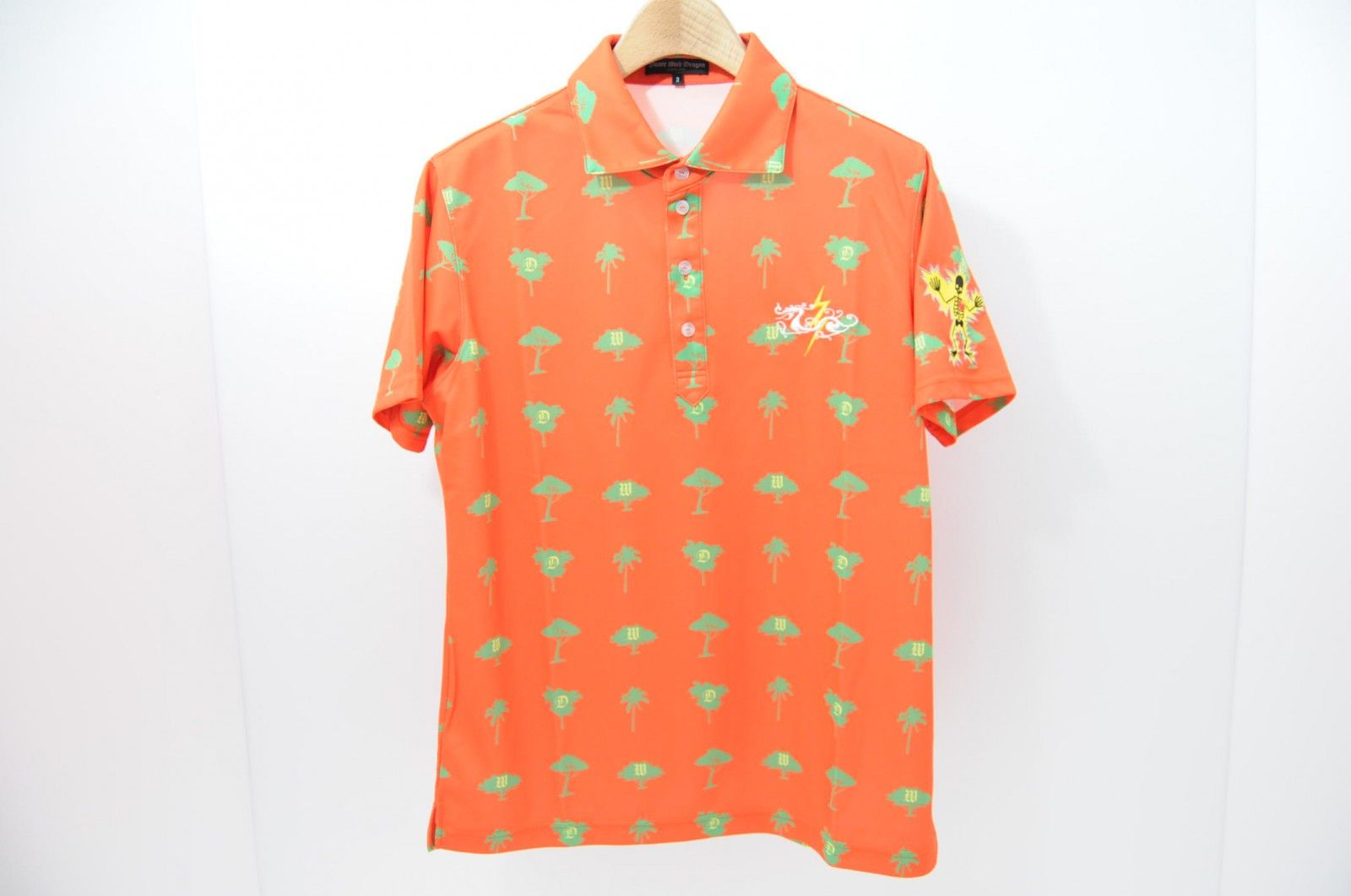 中古 メンズ ダンスウィズドラゴン DANCE WITH DRAGON 半袖ポロシャツ 3(L) オレンジ 総柄