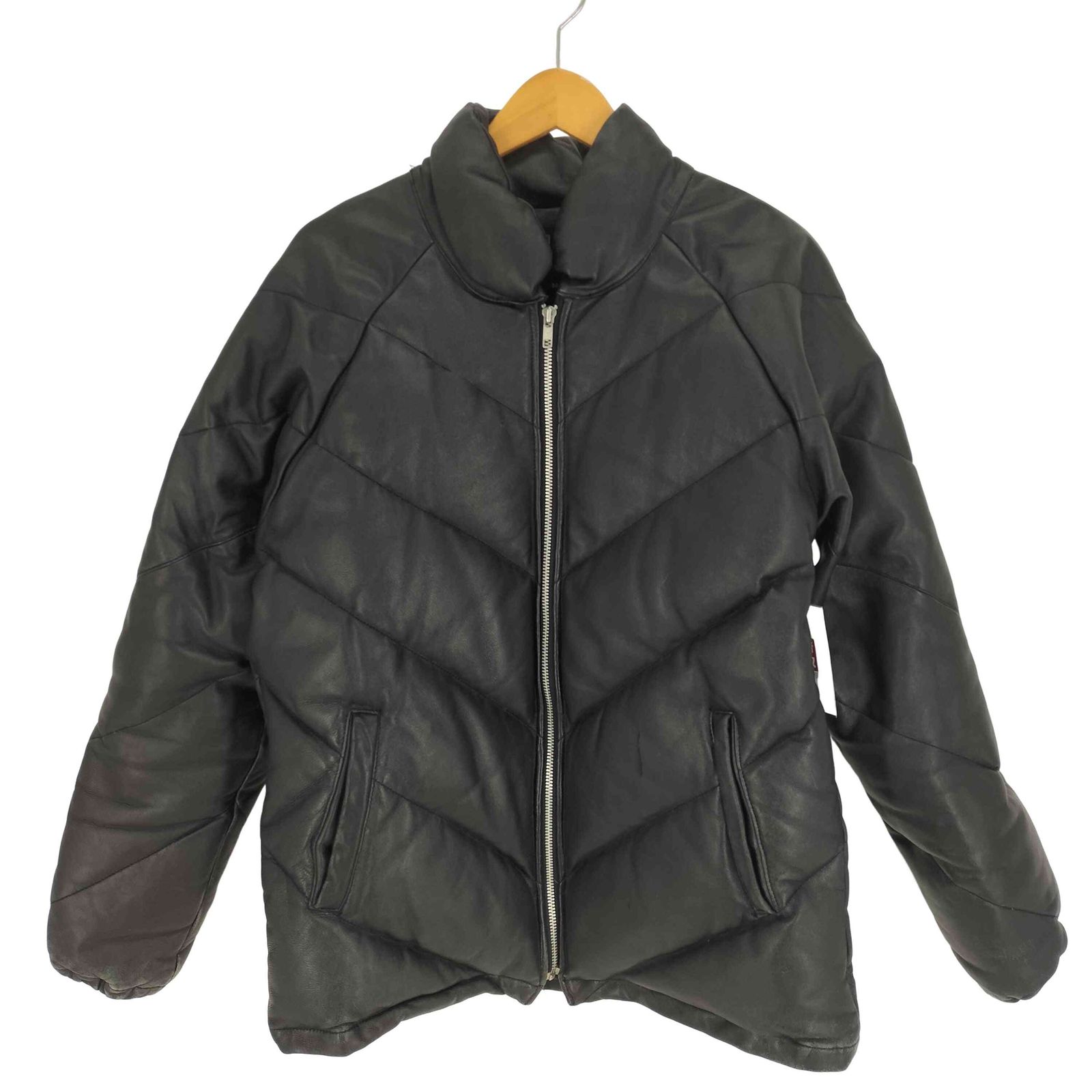 USED古着(ユーズドフルギ) VELVET GLOVE ラムレザー ラグランスリーブ ダウン ジャケット 中古 古着 0604 ユーズドフルギ USED古着 VELVET GLOVE ラムレザー ラグラン
