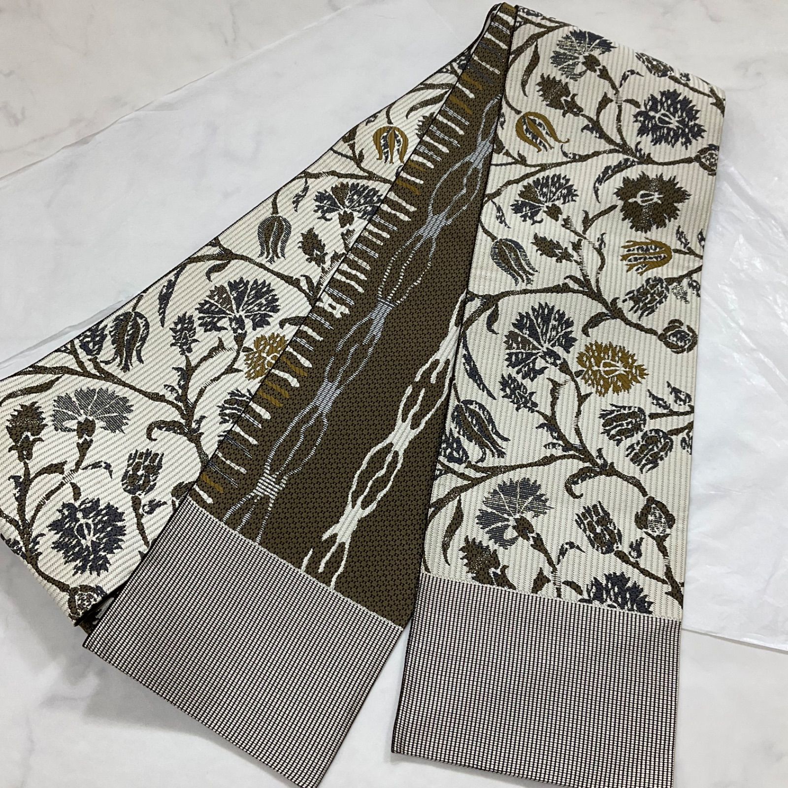 kimonoarisa●未使用同然●手織の正絹の半幅帯●半巾帯小袋帯●356㎝ ○ kimono+one○未使用同然○最高級○素敵な半幅帯○正絹○長尺
