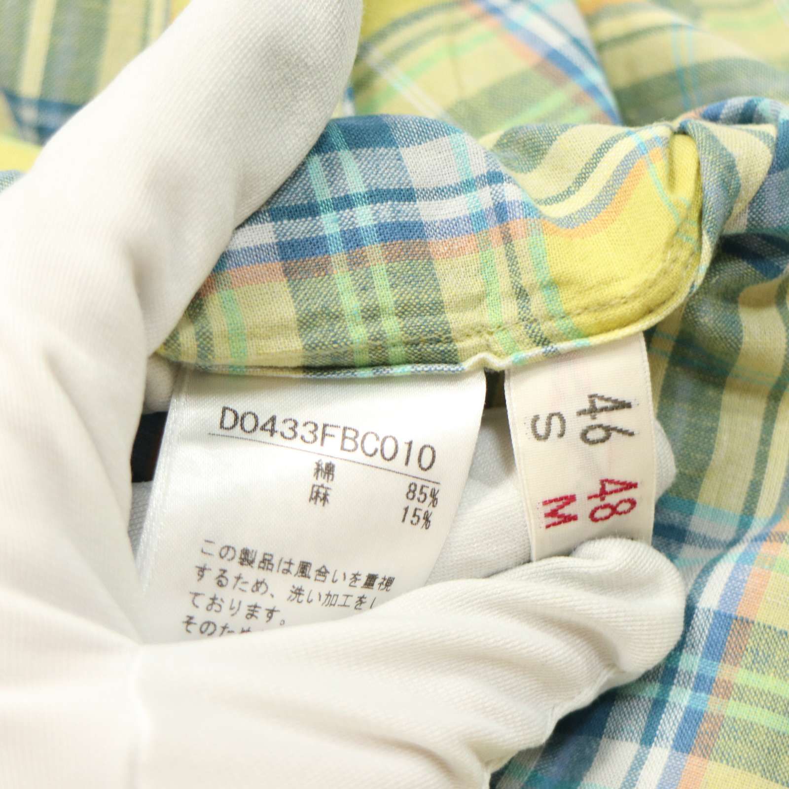 新品未使用✨Papas パパス リネン ボタンダウン 半袖 シャツ リネン100%◇Papas パパス チェック柄 半袖 ボタンダウン BD