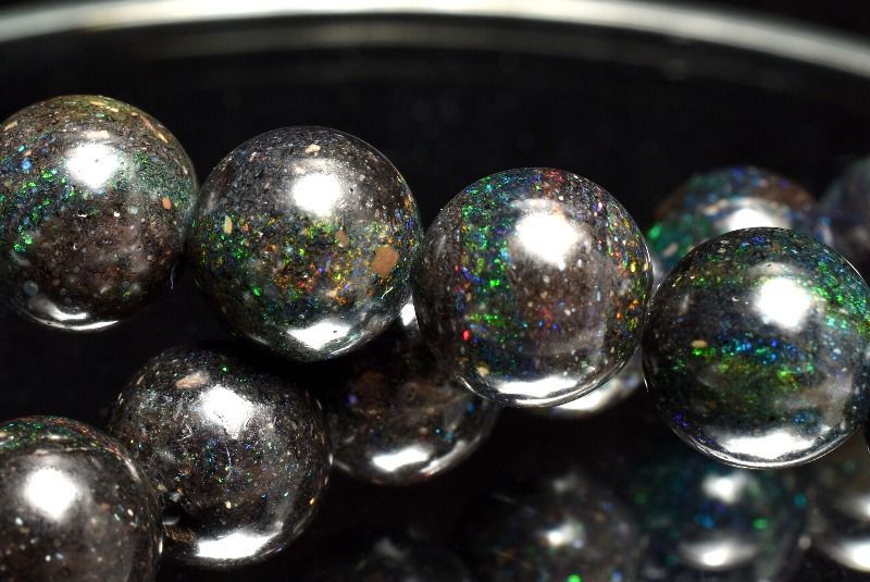 水晶 宝石カット マトリックスオパール ブレスレット 高品質+]ブラック