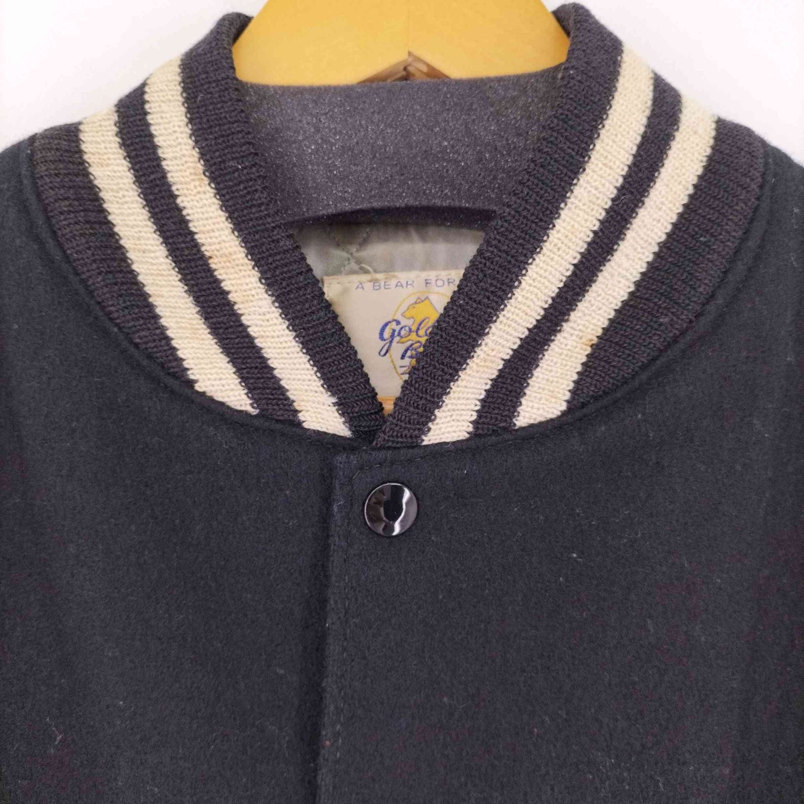 ゴールデンベアー Golden bear 70S-80S レザー切替ウールスタジャン