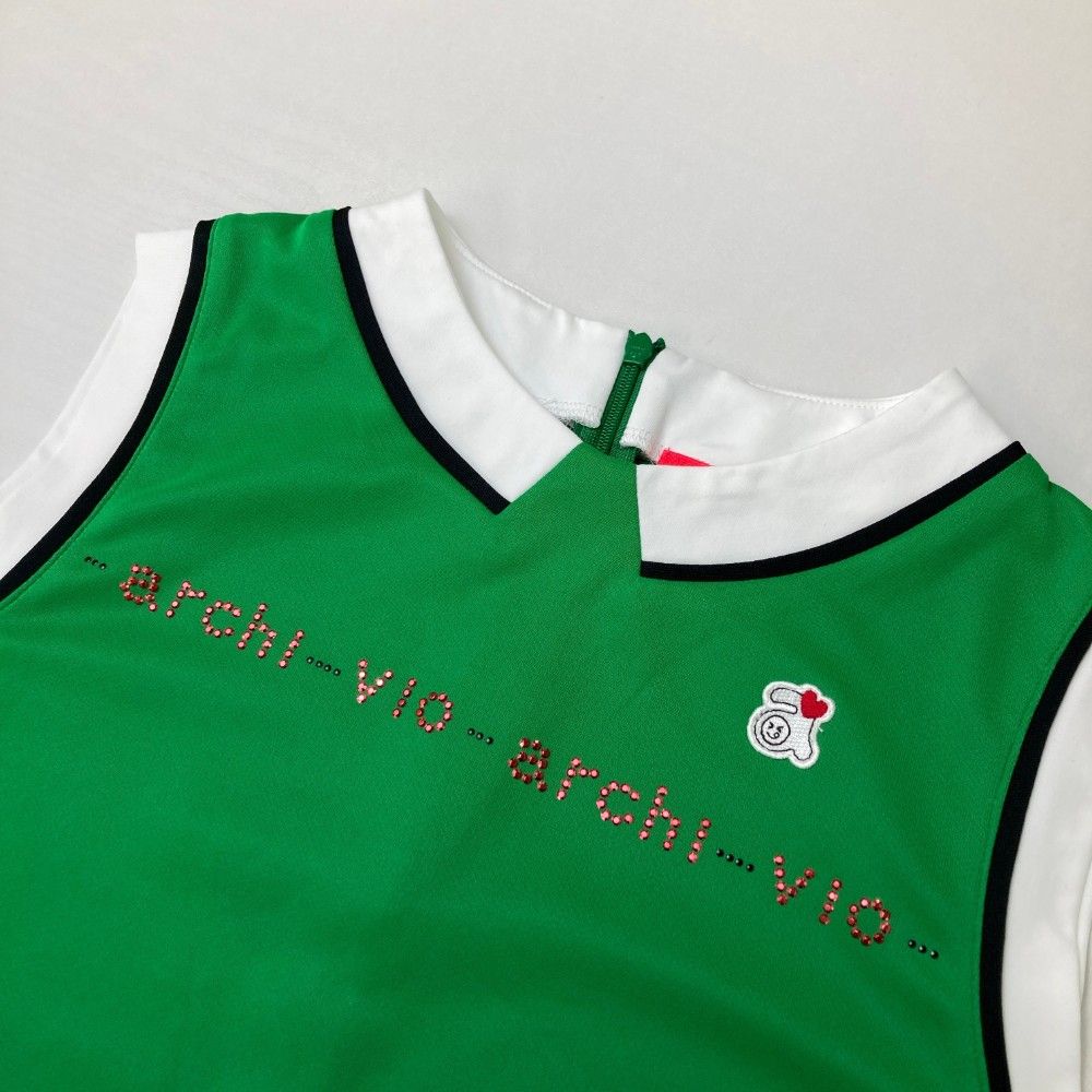 サイズ：38 ARCHIVIO アルチビオ ノースリーブポロシャツ グリーン系