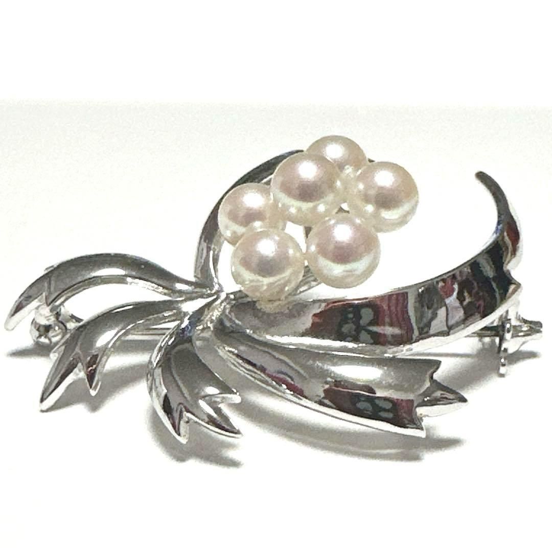 【極美品✨希少】MIKIMOTO ハート 6珠 パール ブローチ シルバー ミキモト MIKIMOTO ブローチ ペントップ SV パール シルバー 極美品