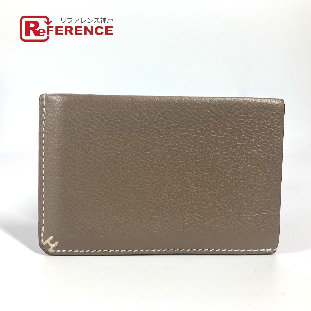 HERMES エルメス カードケース Hセリエ ヴェルソ レザー エトゥープ ベージュ