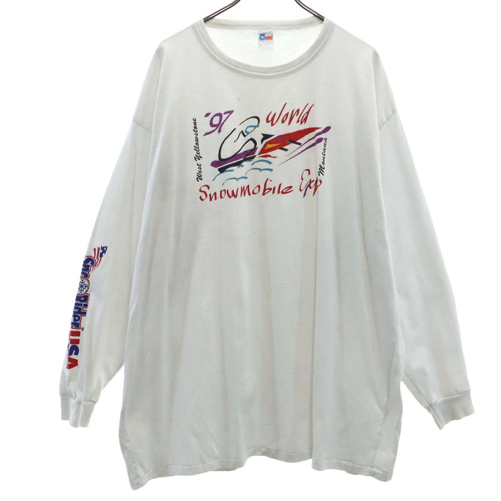 BIG TOP T'S 90s USA製 オールド 袖プリ 長袖 シングルステッチ Tシャツ 4X ホワイト BIG TOP T'S ロンT ビッグサイズ メンズ