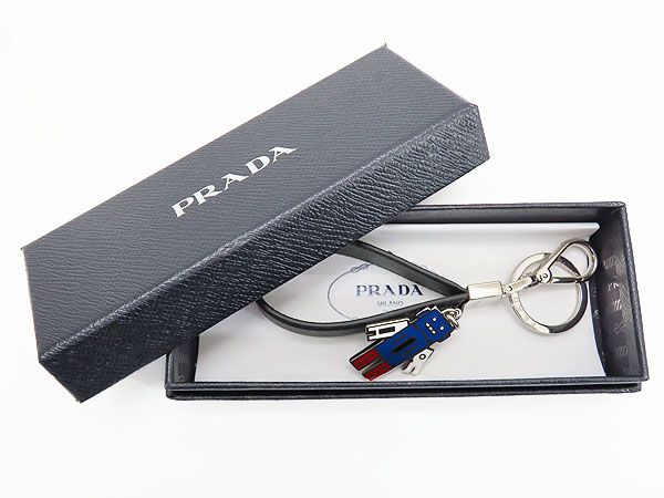 【新品同様】プラダ　PRADA　サフィアーノ　ロボット　キーリング　キーホルダー　チャーム　NERO ブラック　2PP040