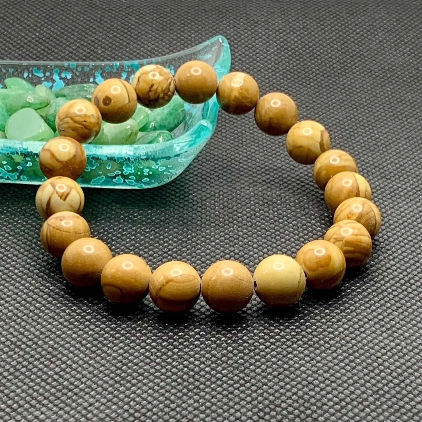 ☆0009天然石ブレスレット 珪化木 10mm 18cm パワーストーン メンズ 