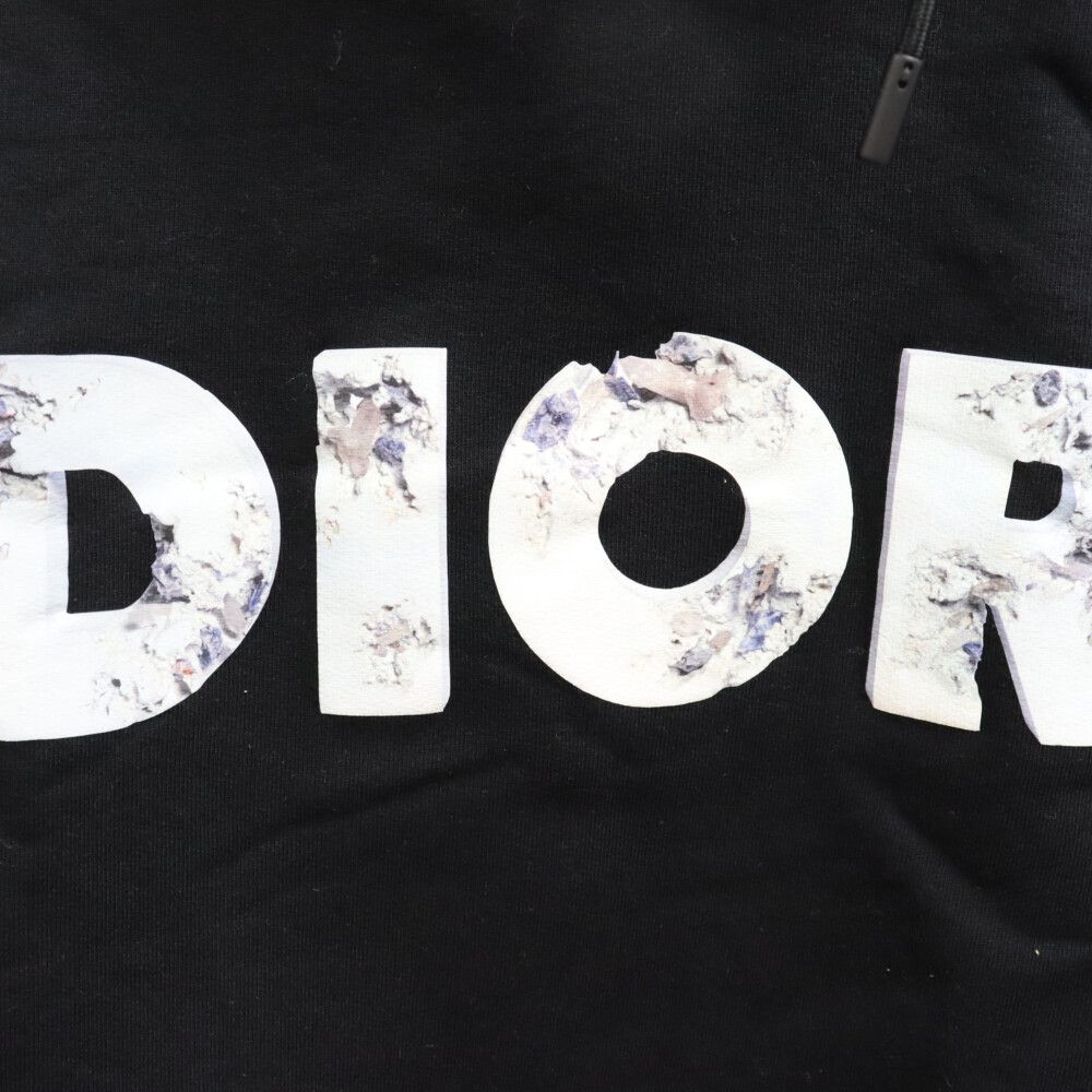 Dior HOMME (ディオールオム) 20SS×DANIEL ARSHAM Logo Print Hoodie 023J605C0531 ダニエル  アーシャム モルトンコットンフーディ スウェットプルオーバーパーカー ブラック - メルカリ