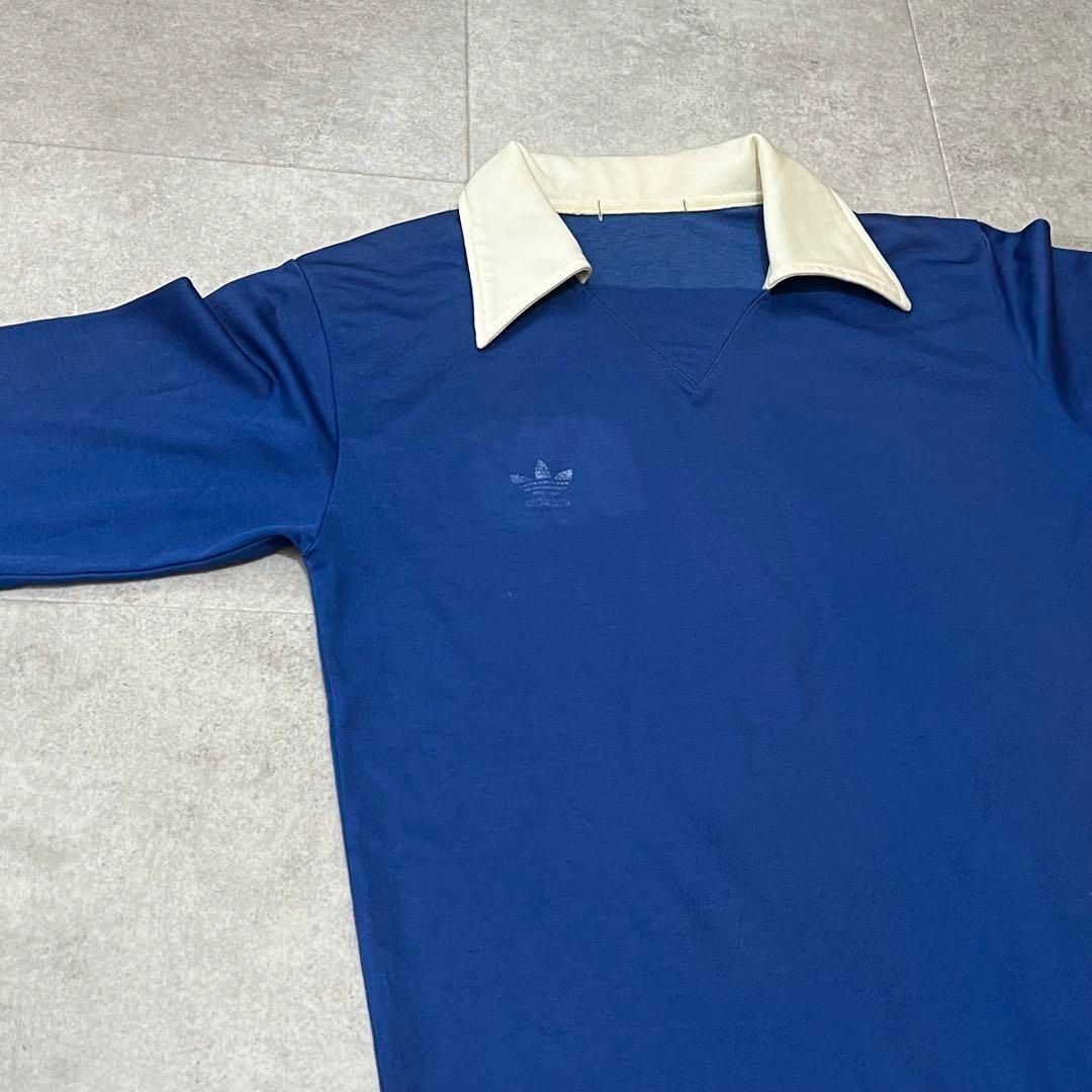 希少　70s 80s アディダス　ゲームシャツ　ユニフォーム　青　ビンテージ　L 希少 70s 80s アディダス ゲームシャツ ユニフォーム 青 ビンテージ L
