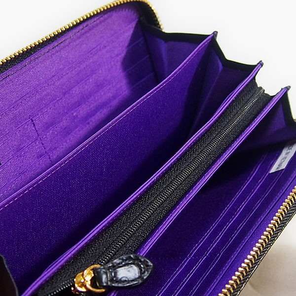 クロコダイル 0621 長財布 ブラック  CROCODILE 両サイド外ポケット付き ラウンドファスナー クロコダイル 0621 ラウンドファスナー クロコダイル 両サイド外