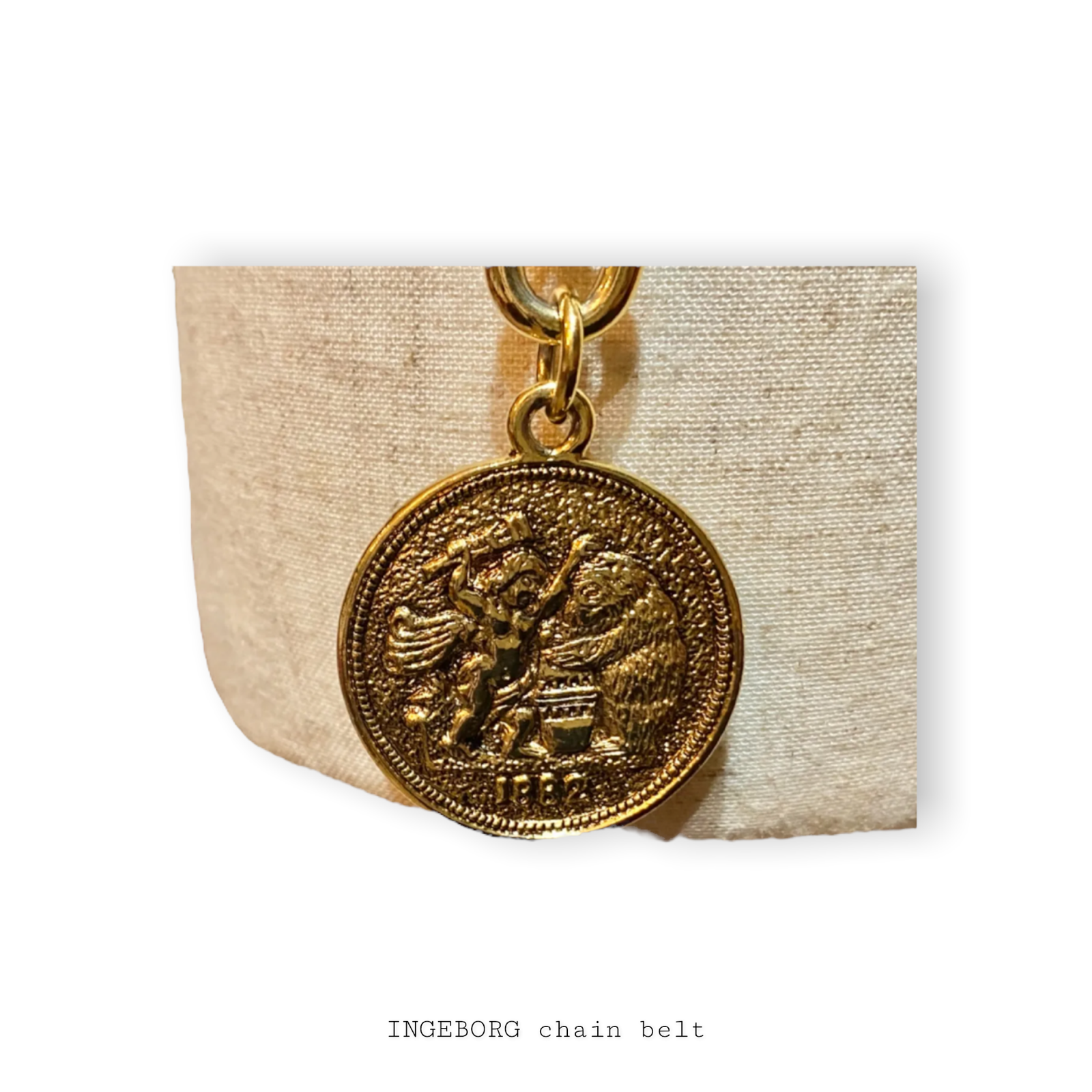 INGEBORG chain belt チェーンベルト インゲボルグ メルカリShops INGEBORG インゲボルグ ロゴリボン チェーンベルト ブラウン