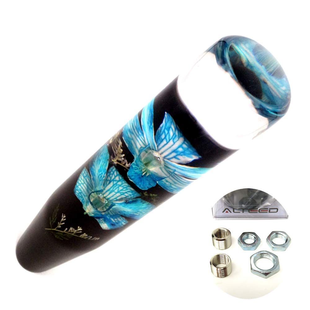 水中花シフトノブ 青色 本物蘭 生花作品 200mm 20cmロングサイズ MT車AT車 トラック乗用車等 オートランド AUTOLAND