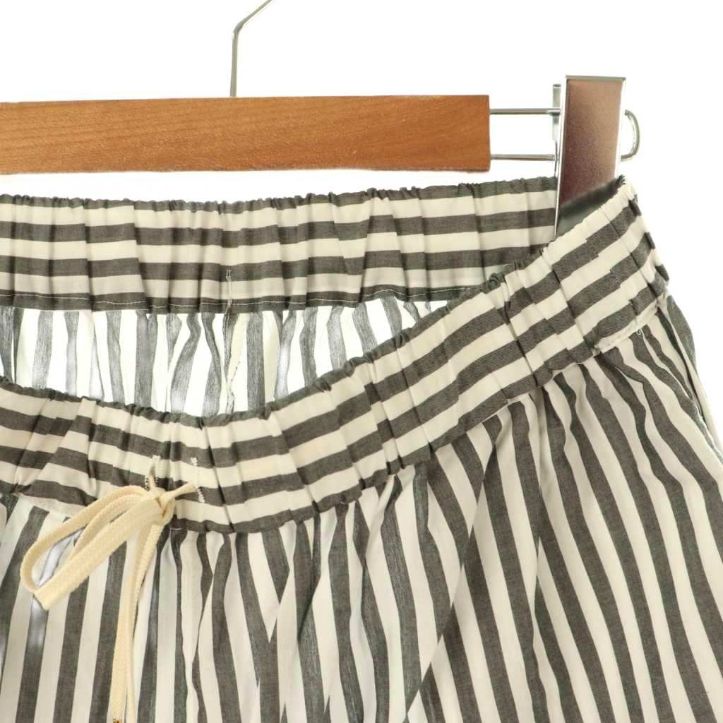 OURHOME 綿100%ストライプセミワイドパンツ ourhome綿100