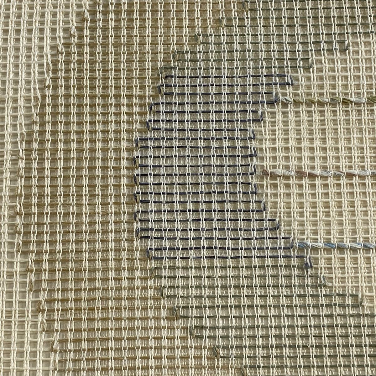 名古屋帯 秀品 夏帯 八寸名古屋帯 松葉仕立て 幾何学模様 銀糸 ベージュ 正絹