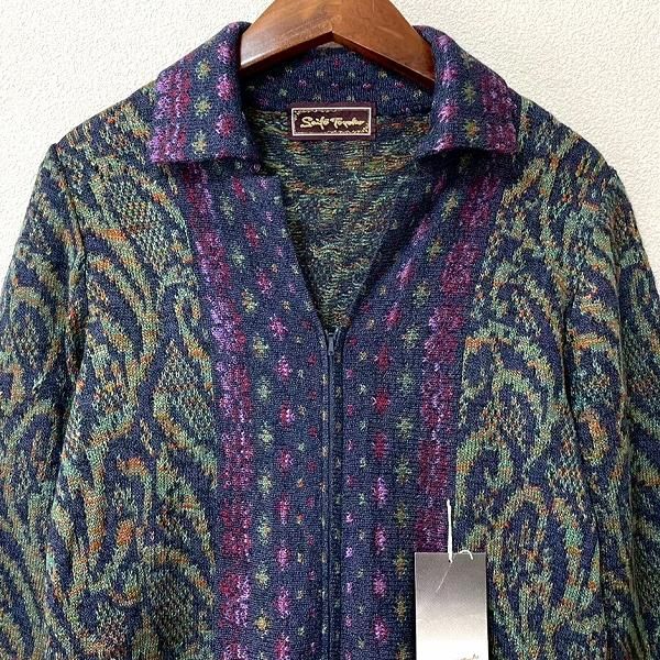 wnc サイトウトヨコ 斉藤都世子 ワンピース 紺 緑 紫 ニット 柄 ジップ