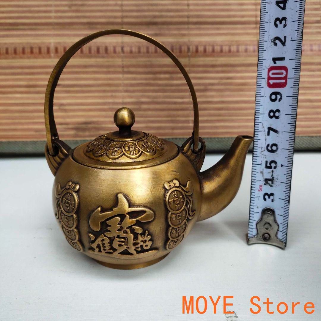 銅製 禅意茶壺 提梁壺 煎茶器 茶道具 工芸品 置物 銅器 招財進宝茶壺 酒壺 提梁壺 茶道具 煎茶道具 工芸品 置物