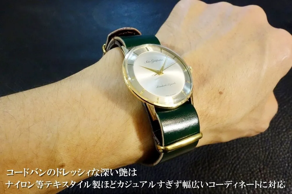 3本セット コードバン、ホーウィン 腕時計ベルト ブラック ラグ幅19 mm アップルウォッチ用ベルト（ホーウィンコードバン/ブラック色