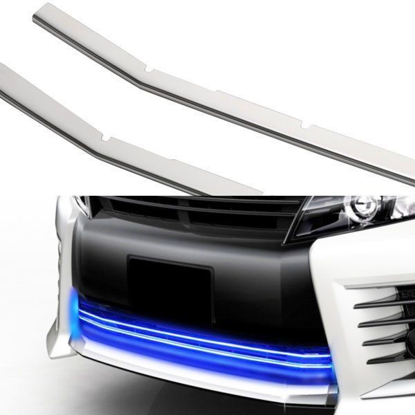 トヨタ ヴォクシー VOXY 80系 ZS 前期 フロント バンパー グリル カバー LED ブルー メッキ ステンレス SN-1804 鏡面