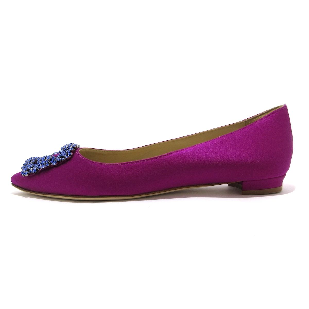 MANOLO BLAHNIK マノロブラニク フラットシューズ 37 レディース - パープル×ネイビー ラインストーン