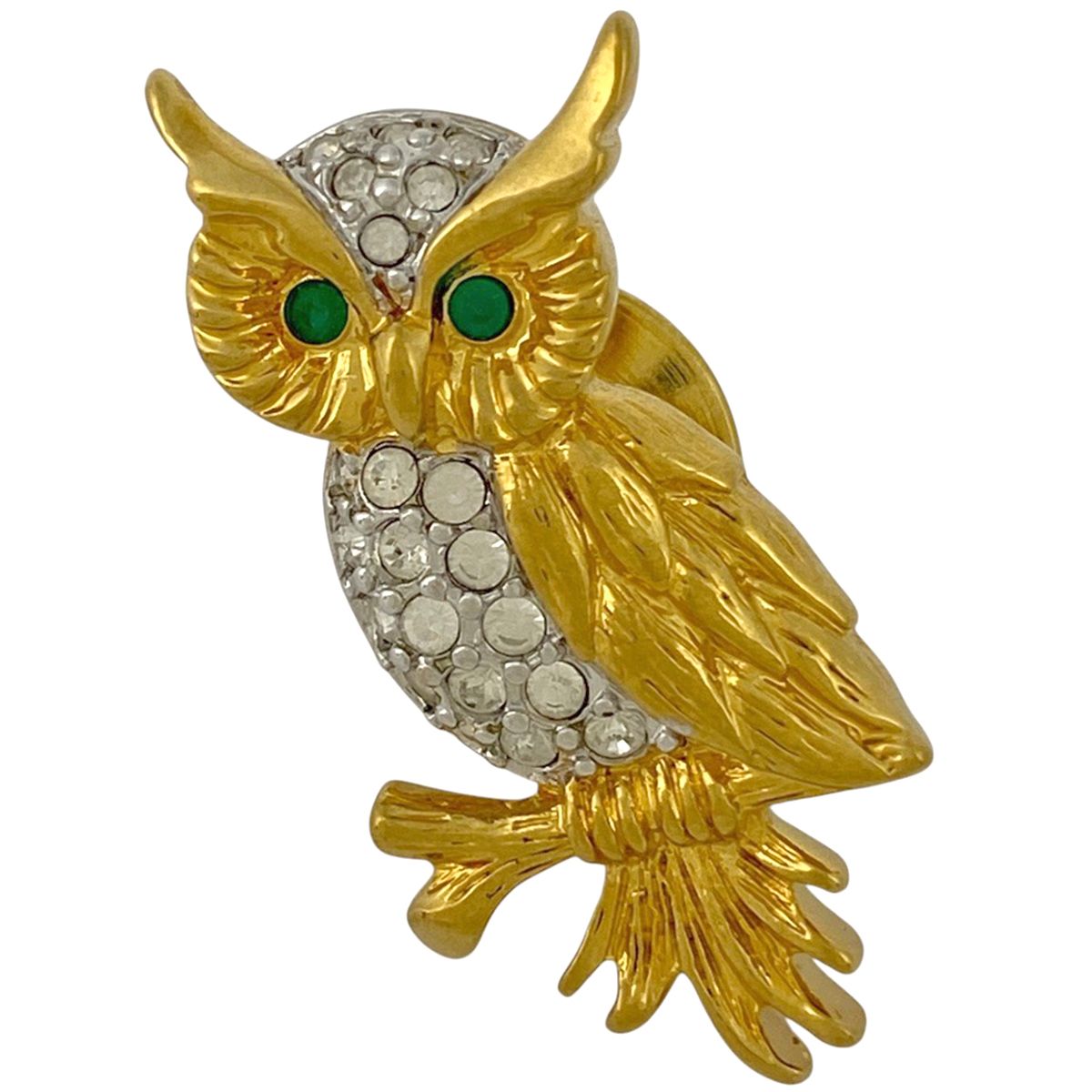スワロフスキー SWAROVSKI フクロウモチーフ ピンブローチ クリスタル ブローチ GP ゴールド グリーン レディース 【中古】 - メルカリ