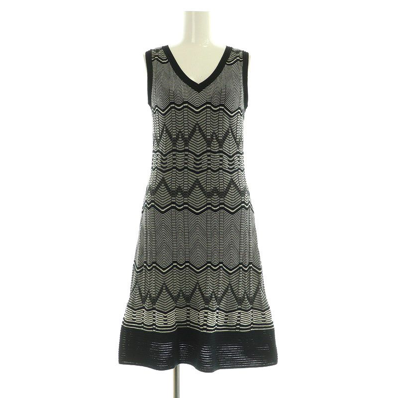 ミッソーニ MISSONI 総柄 ノースリーブ ニットワンピース V