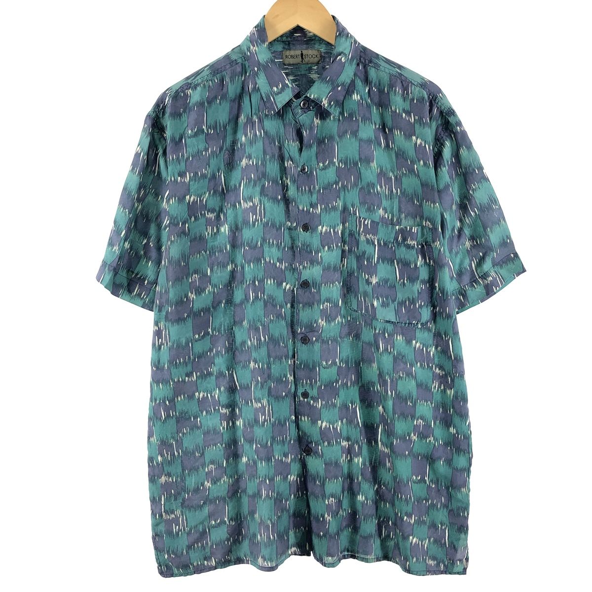 古着 90年代 ロバートストック ROBERT STOCK 総柄 半袖 シルクシャツ メンズL ヴィンテージ /eaa359609 /eaa359609