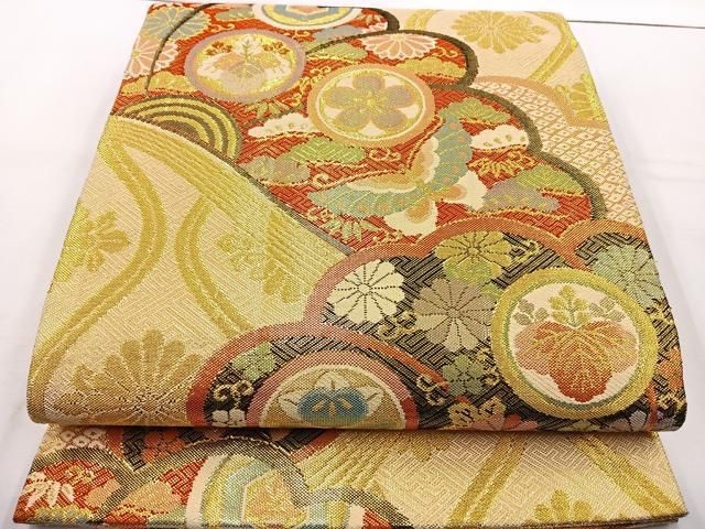 新品未使用 六通柄 阪急百貨店購入の高級袋帯 鶴 松 金糸 銀糸 礼装用 正絹 新品未使用 六通柄 阪急百貨店購入の高級袋帯 鶴 松 金糸 銀糸