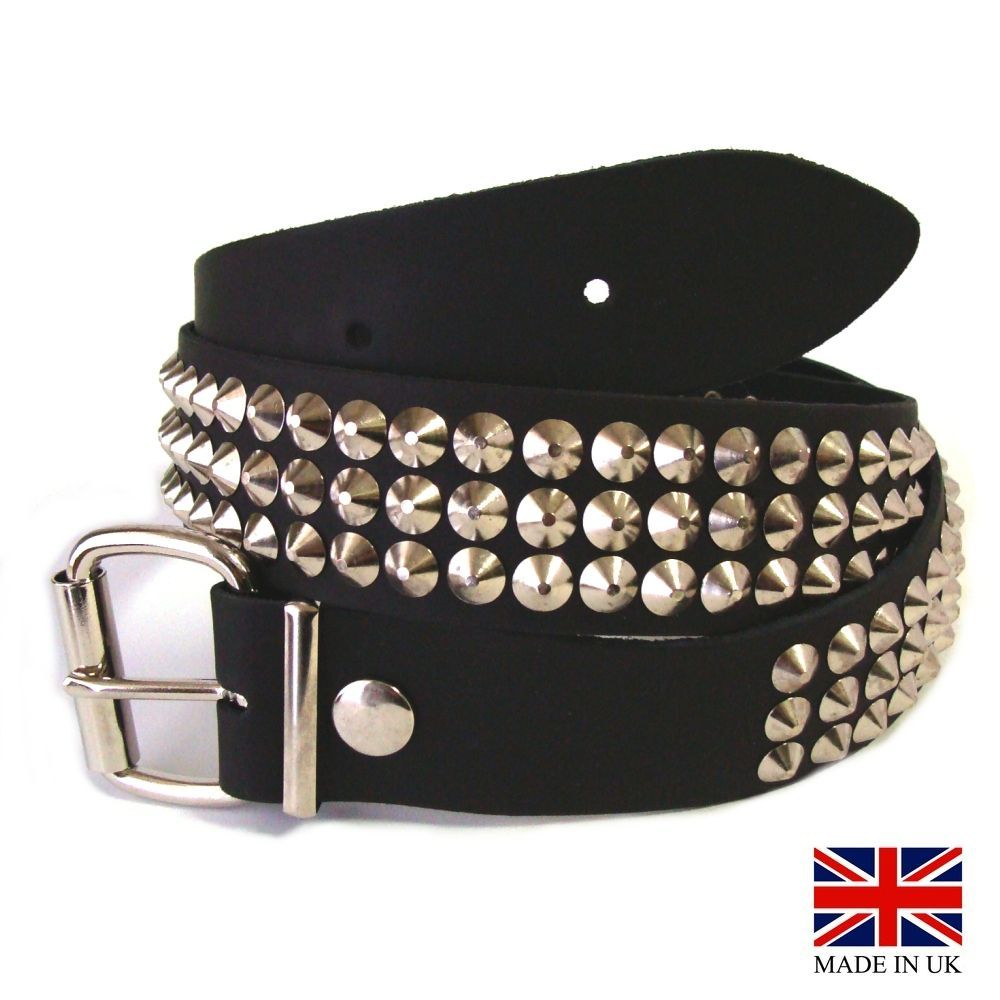 イギリス製 3-Row Conical Stud Belt 3連 コニカル スタッズ 鋲 ベルト