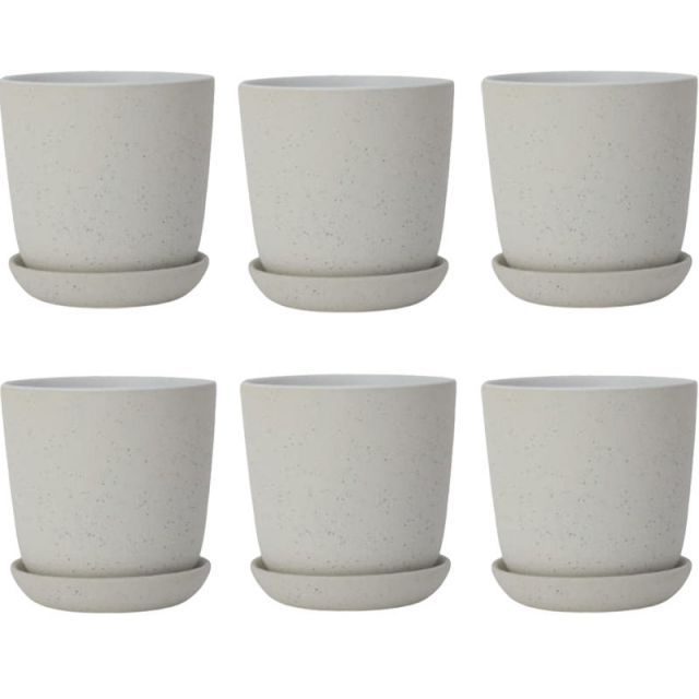 花 観葉植物用ポット アレナ ラウンド 13 W Ceramic POT 6個入り 40203 底穴あり 受皿付き 代引き不可 小型ポット FARM p51