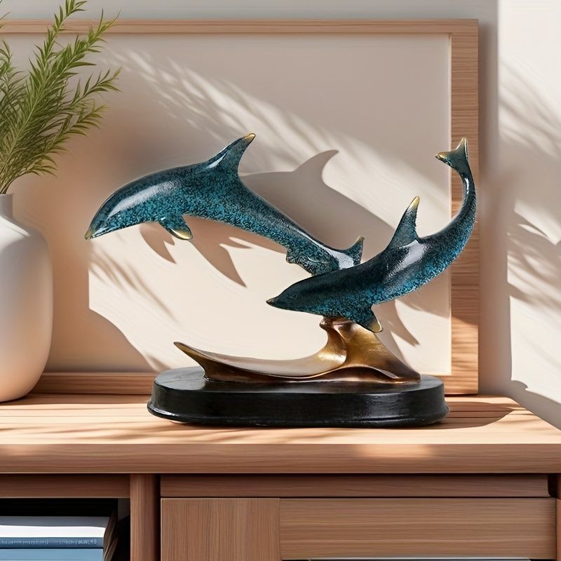 オブジェ 置物 ガーデンオーナメント 2頭のイルカ いるか 泳いでいる
