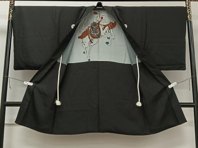 平和屋着物○男性 黒紋付 長羽織セット 正絹 逸品 AAAZ3036np 平和屋着物