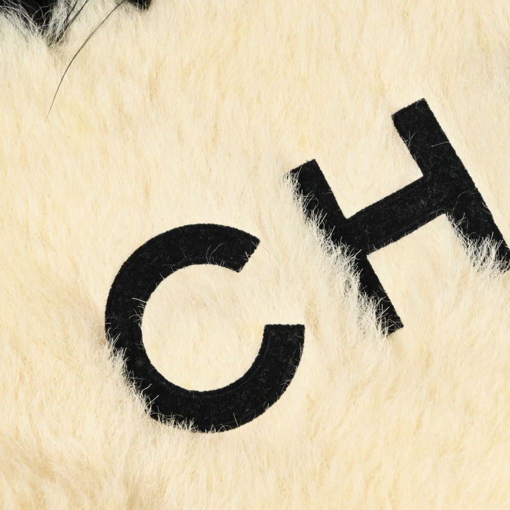 CHANEL 1994 リアルファー付き ココマーク ロゴ パイルマフラー  