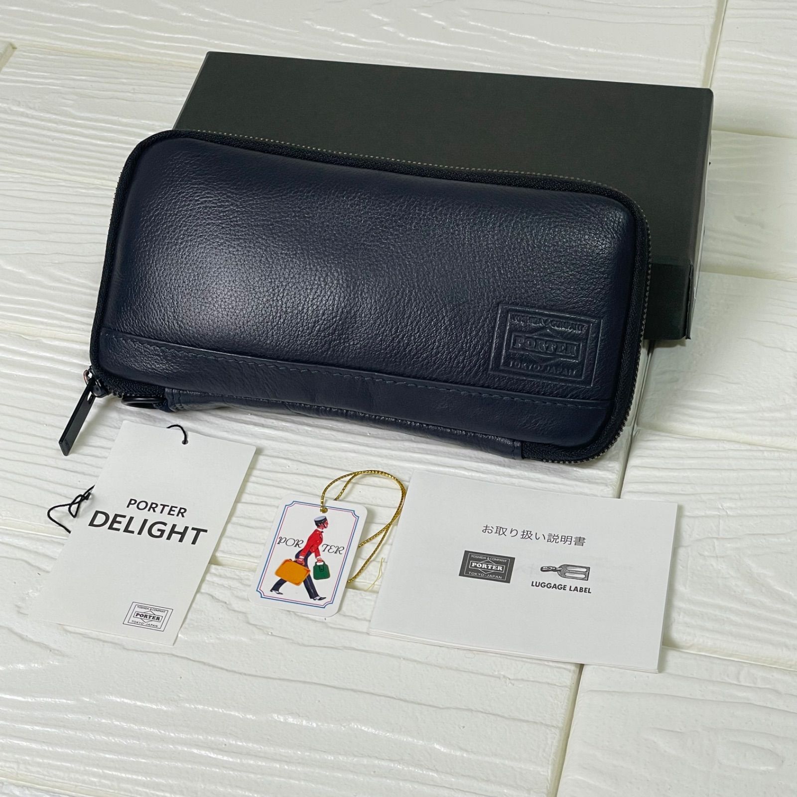 ポーター PORTER ディライト ラウンドファスナー 長財布 ネイビー 日本
