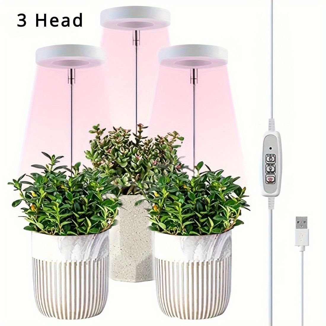 3個セット 観葉植物 ライト LED 植物育成ライト タイマー機能 高さ調節 USB給電 有線 小型植物 省エネ 角度調整 9cmリング スタンド付き  明るさ調整 屋内栽培 t2031 - メルカリ